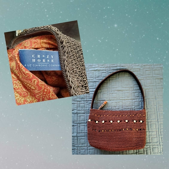 Vintage Hobo Bag Crocheted Beaded Boho - Picture 5 of 5